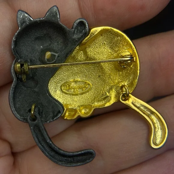 Vintage DANECRAFT Cat Buddies Brooch Pin - Picture 3 of 5